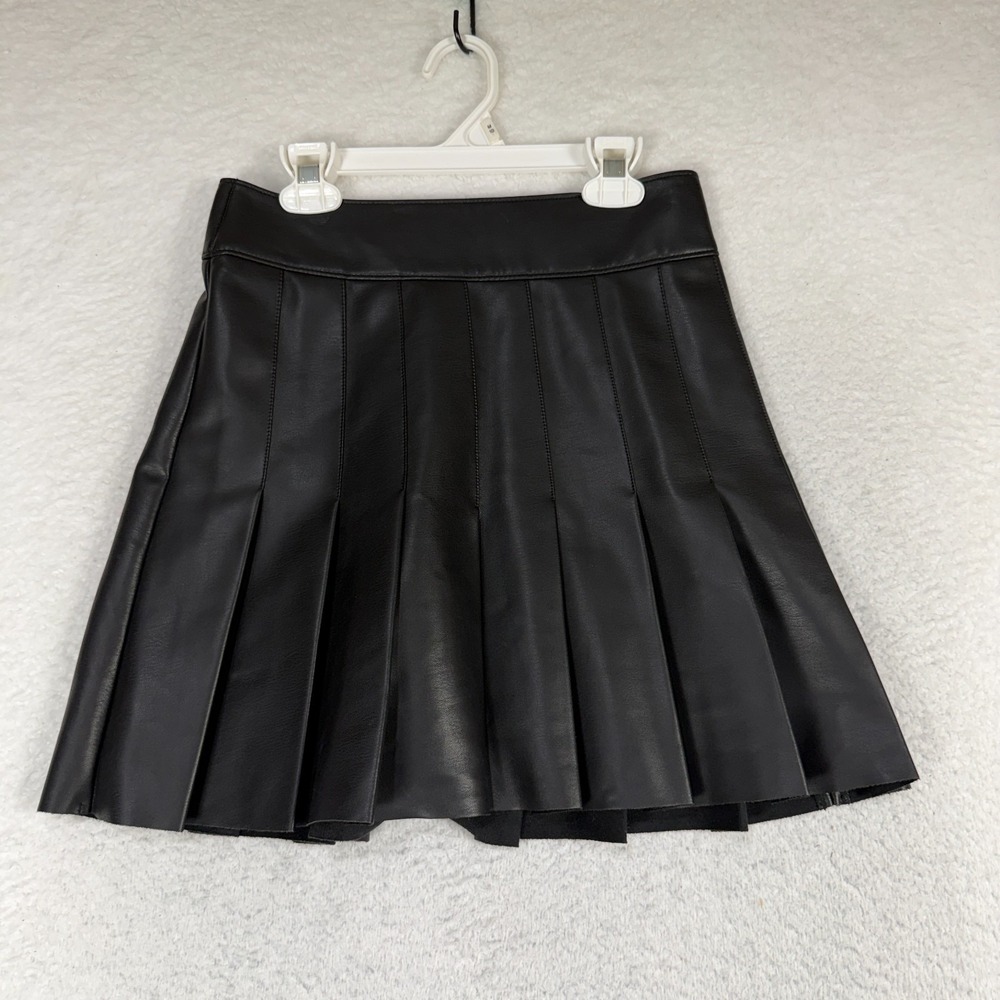 Abercrombie & Fitch Vegan Leather Pleated Skirt Black Size XS Vintage (W26) Zip